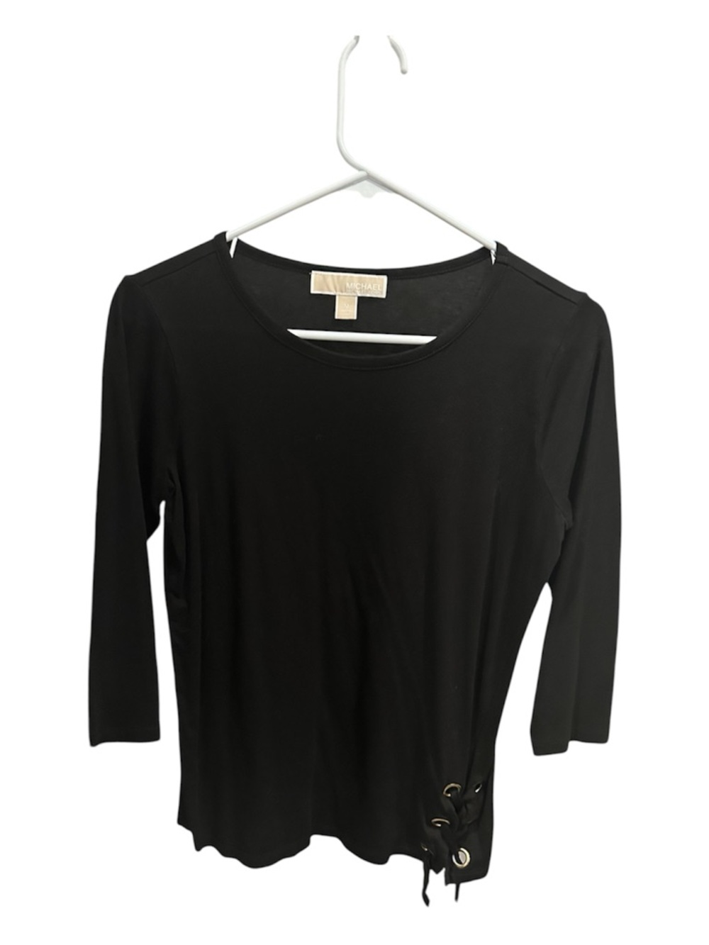 Michael Kors Black Long-Sleeve Crewneck with Side Lace-Up